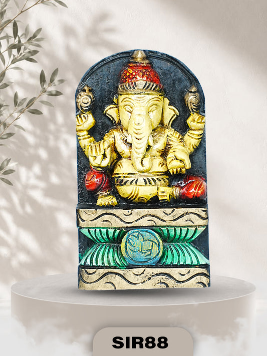 HANDCRAFTED HERITAGE WOODEN GANESHA IDOL  PREMIUM VASTU & HOME DECOR| H:9 INCH W:4.5 INCH