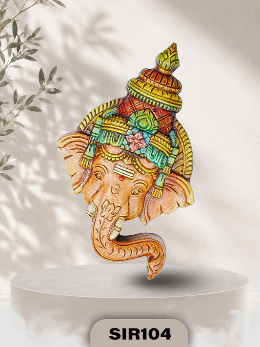 Handcrafted Temple Color Lord Ganesha Wooden Wall Decor  Premium Jodhpur Hand-Painted Wall Hanging