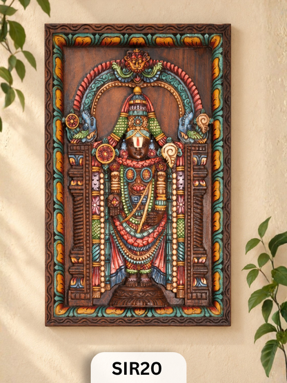 Wooden Lord Perumal Wall Frame - Height 24" INCH, WIDTH 15"INCH