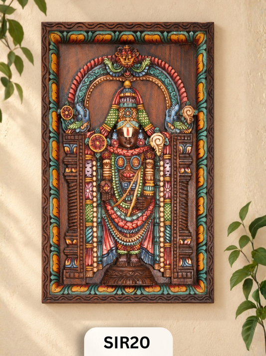 Wooden Lord Perumal Wall Frame - Height 24" INCH, WIDTH 15"INCH