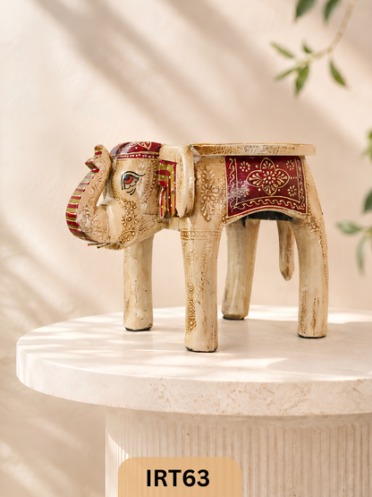Jodhpur Royal Maharaja Elephant Wooden Stool – Handcrafted Decorative Side Table