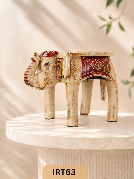 Jodhpur Royal Maharaja Elephant Wooden Stool – Handcrafted Decorative Side Table