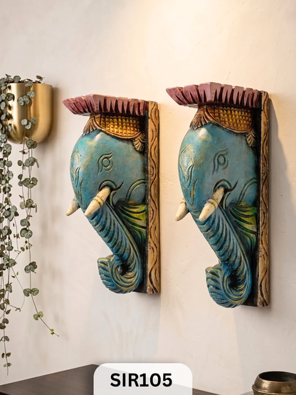Royal Heritage Elephant Wall Art Set – Handcrafted Indian Elephant Decor Set | H : 11.5 IN W : 6 IN T : 1.8  IN