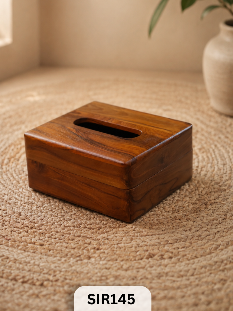 Compact Wooden Teak Tissue Paper Box