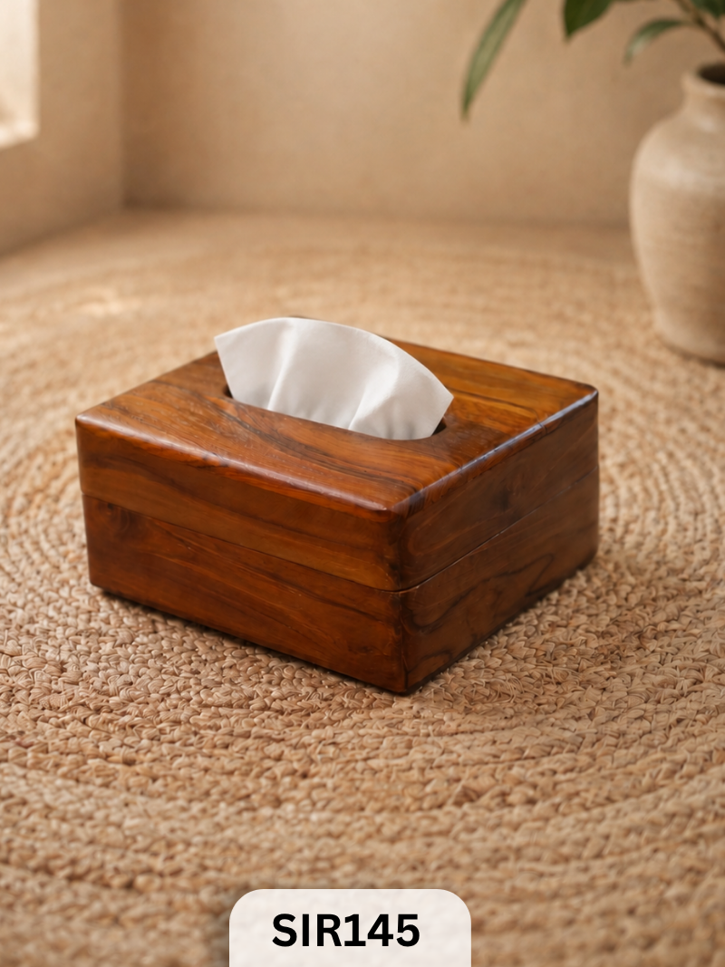 Compact Wooden Teak Tissue Paper Box