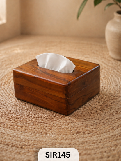 Compact Wooden Teak Tissue Paper Box