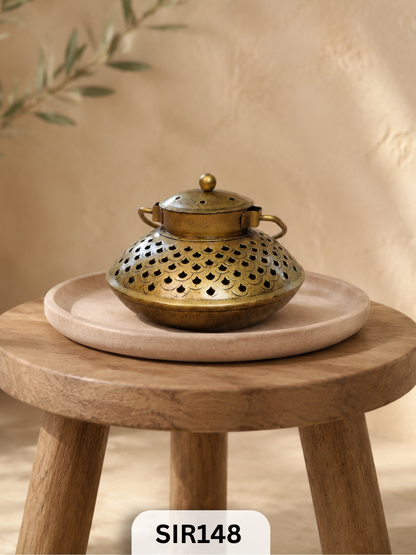 Metal Tea Light Candle Holder | Brass Coated