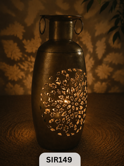 Metal Flower Pot / Candle Holder | Brass Coated