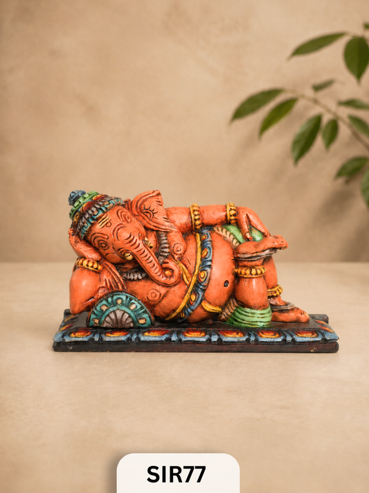 WOODEN SLEEPING GANESH - Height 9" INCH, WIDTH 16"INCH