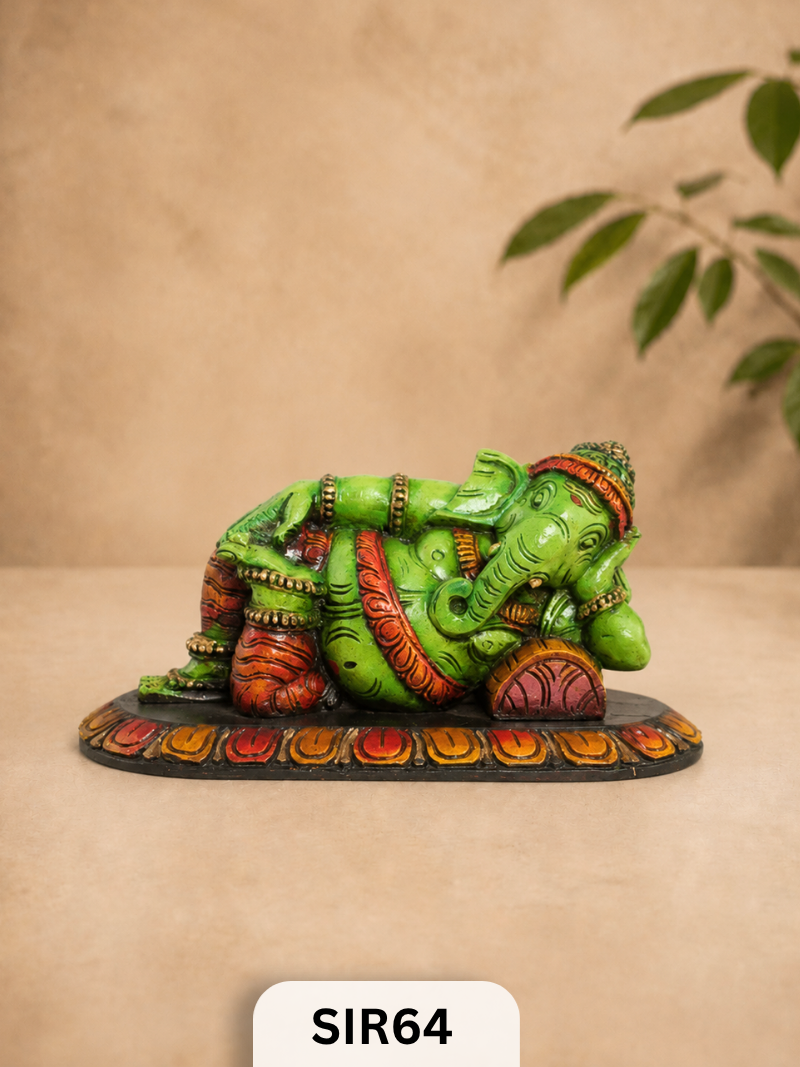 WOODEN SLEEPING GANESH - Height 9" INCH, WIDTH 16"INCH