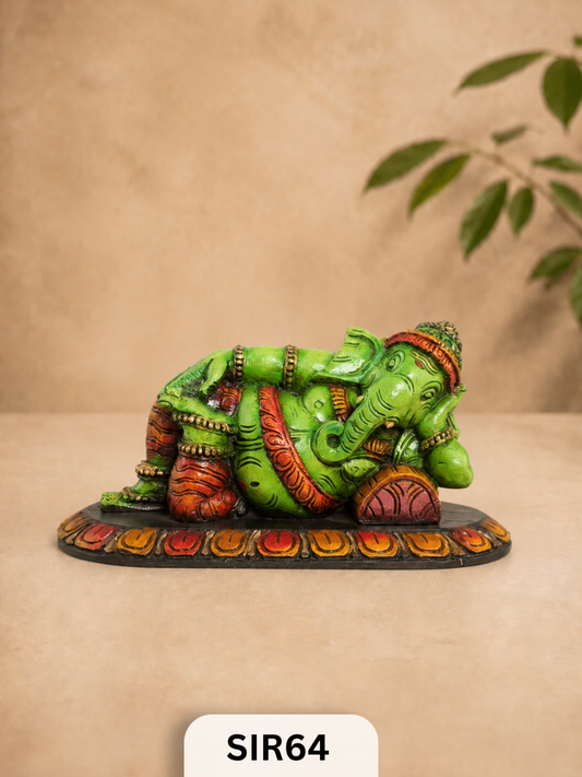 WOODEN SLEEPING GANESH - Height 9" INCH, WIDTH 16"INCH