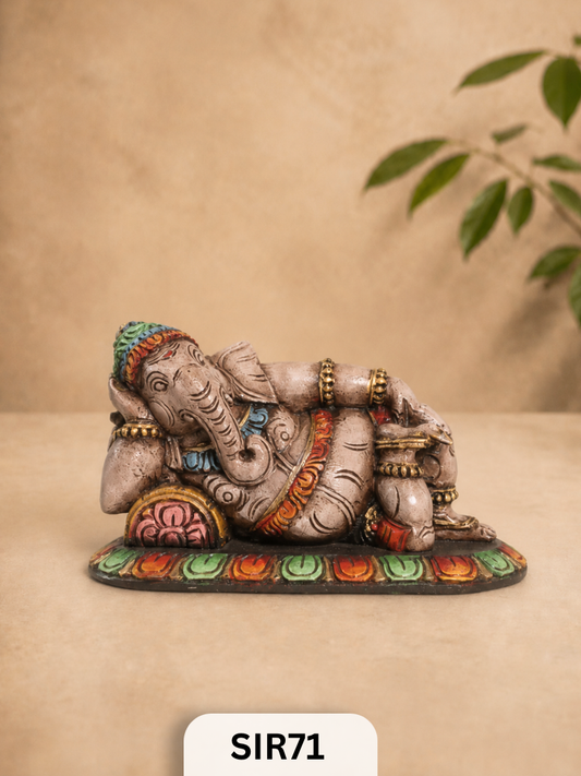 WOODEN SLEEPING GANESH - Height 9" INCH, WIDTH 16"INCH