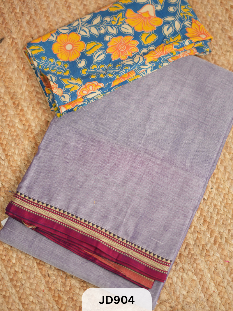NARAYANAPET SAREE WITH KALAMKARI FUSION BLOUSE