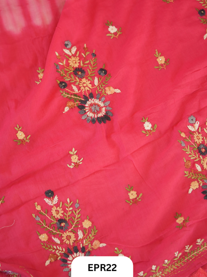 Mul Cotton Tie & Die With Bullion Stitch Saree