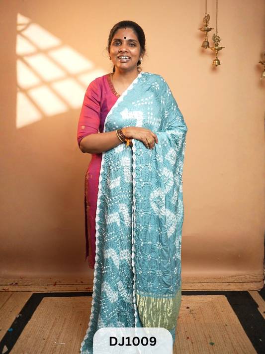 BANDHANI SHIBORI SAREE WITH LAGDI PATTA