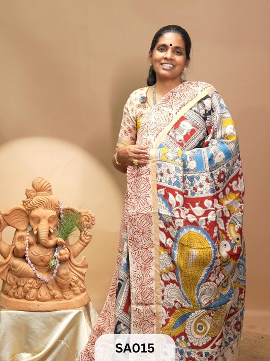 Kalamkari Chenuri Silk saree