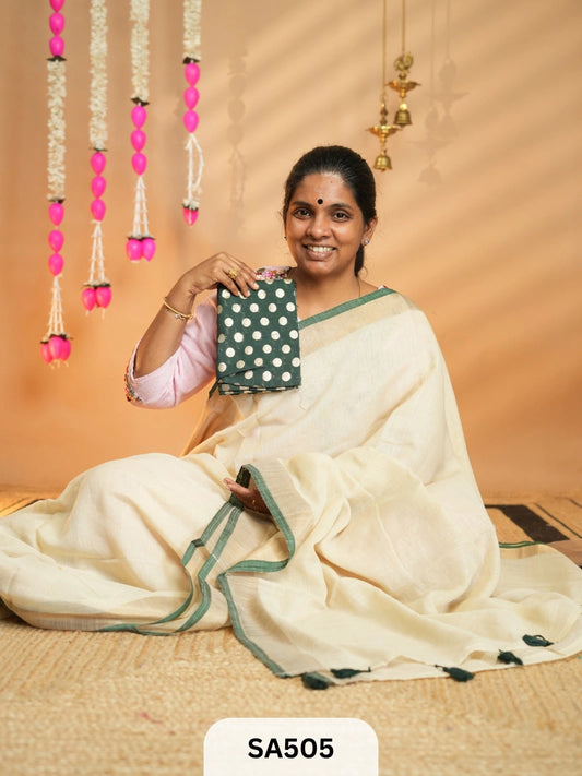LINEN CONTRAST SAREE -1