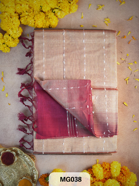 Handloom Mangalgiri saree with Jute Border