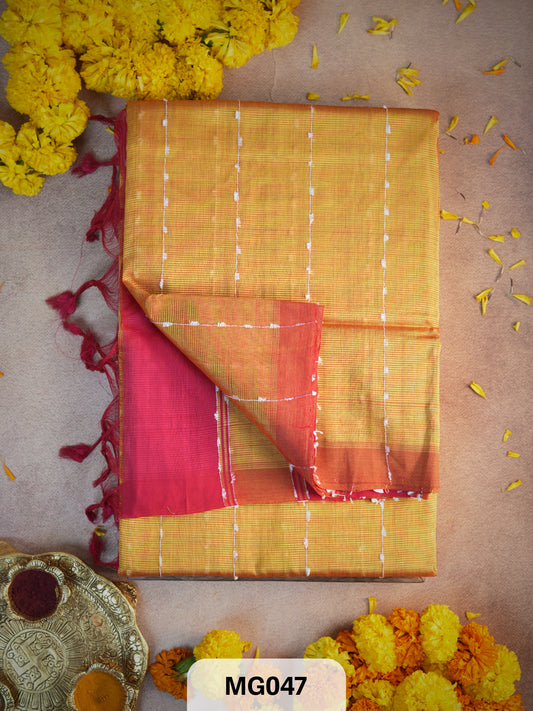 Handloom Mangalgiri saree with Jute Border