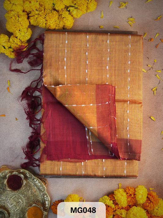 Handloom Mangalgiri saree with Jute Border