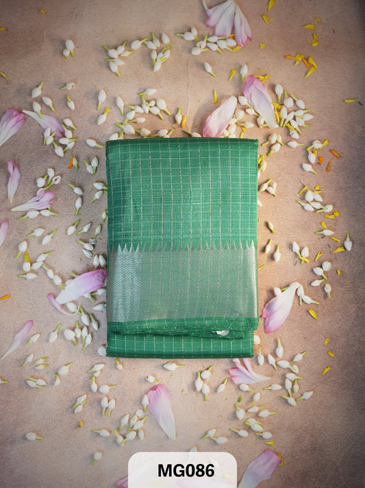Handloom Mangalgiri pattu zari check saree
