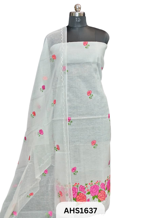 Soft Kota Embroidery Work Dress Material Top & Dupatta