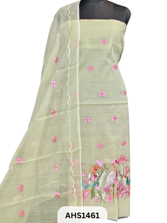 Exclusive Kota Doria Embroidery Work - Top & Dupatta 2.5 Mtr