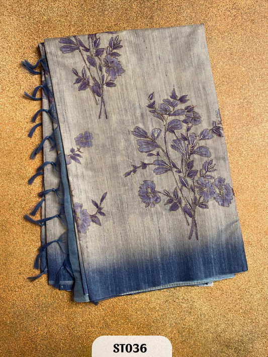 Semi Tussar Pita Work Saree