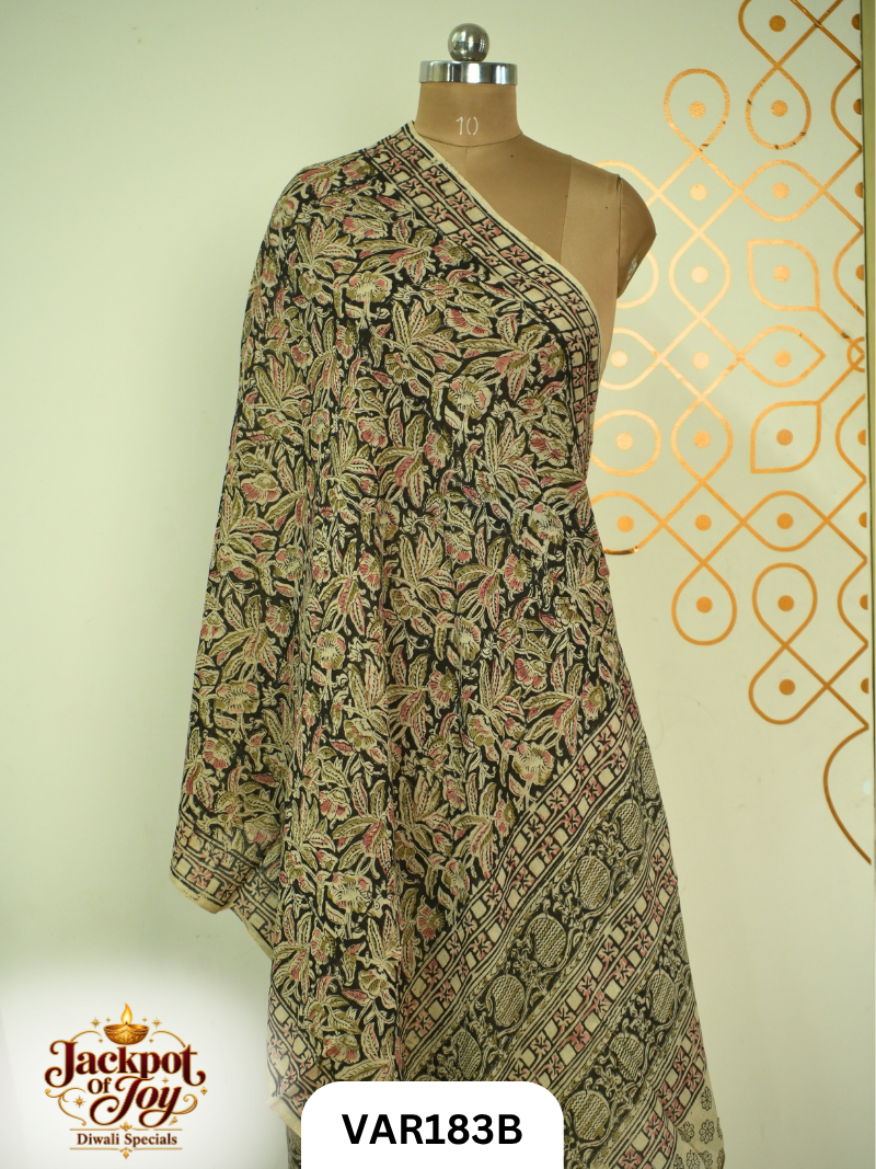 Pure Handblock Kalamkari Duppata