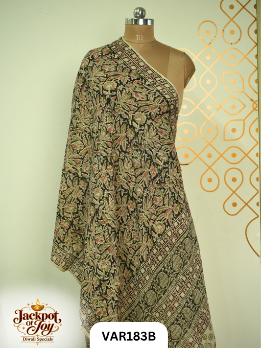 Pure Handblock Kalamkari Duppata