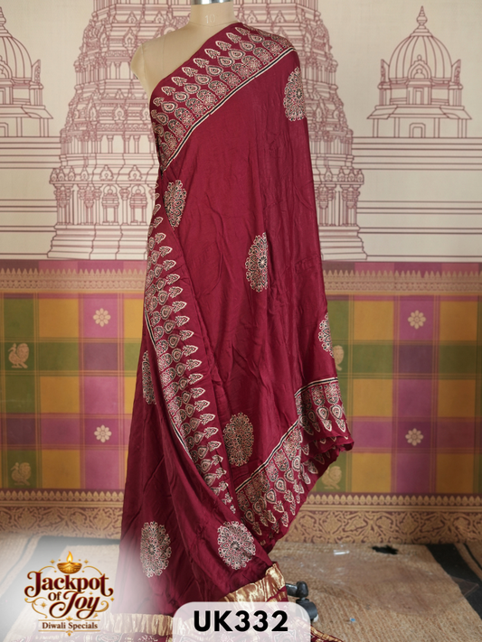 Modal Ajarkh Handblock saree
