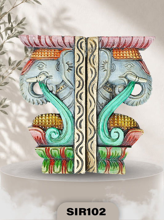 HANDCRAFTED WOODEN ELEPHANT WALL PANEL – RAJGAJA HERITAGE DECOR  | WIDTH 6 IN HIGHT: 12 IN THICKNESS : 1.8 IN