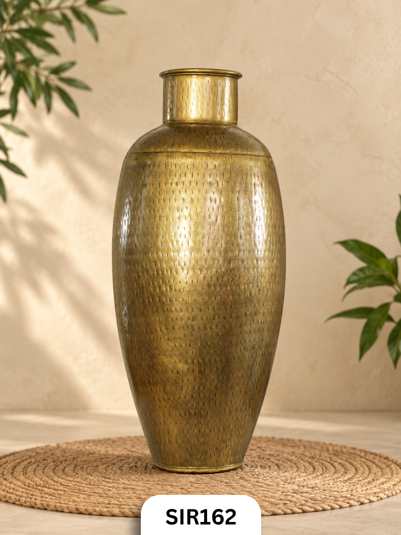 Antique Tall Planter Vase | Brass Coated  | 33*33*75 CMS
