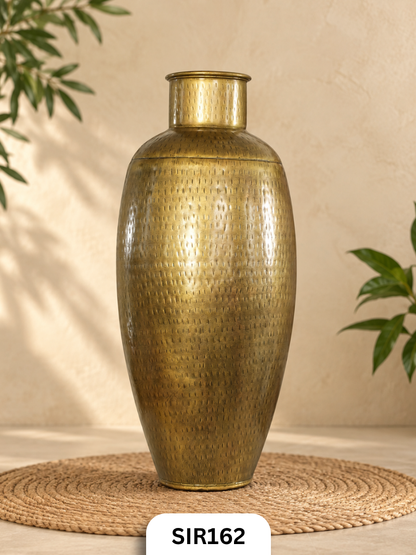 Antique Tall Planter Vase | Brass Coated  | 33*33*75 CMS