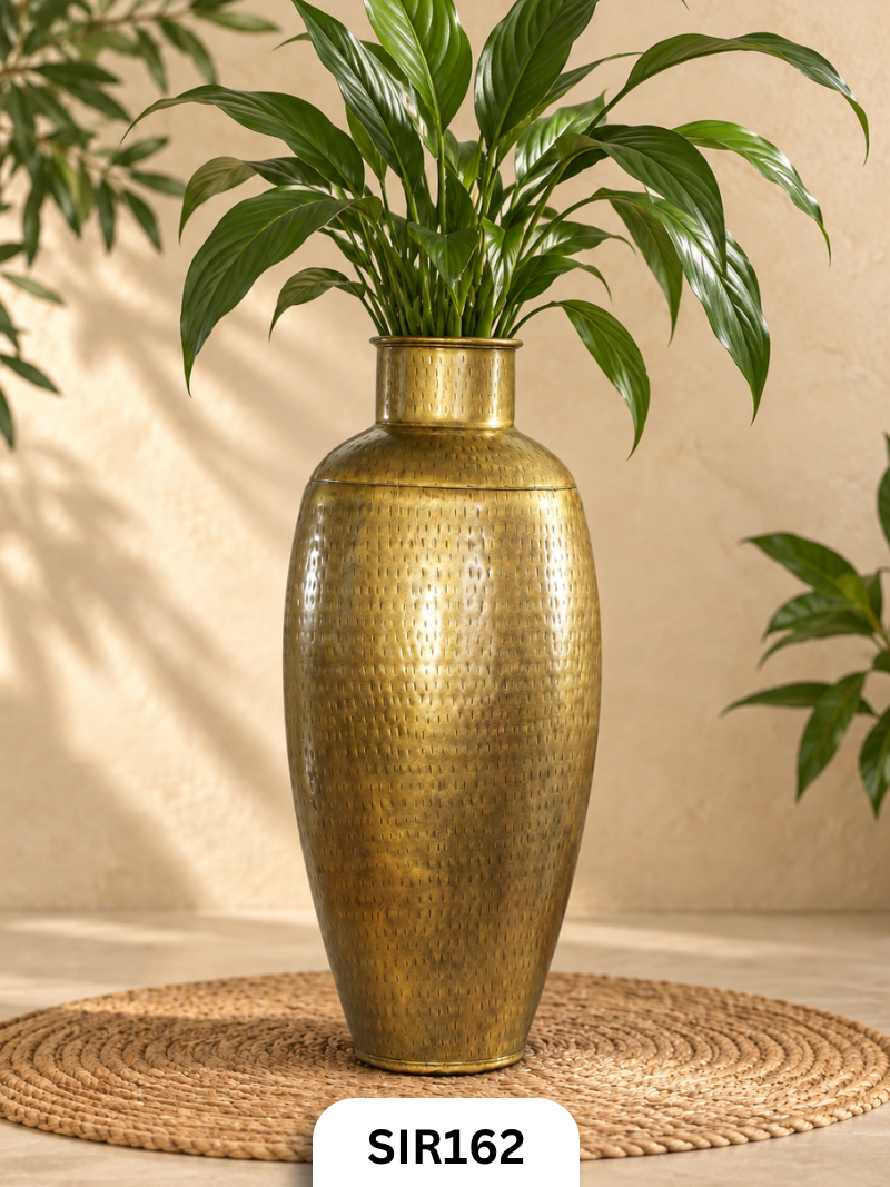 Antique Tall Planter Vase | Brass Coated  | 33*33*75 CMS