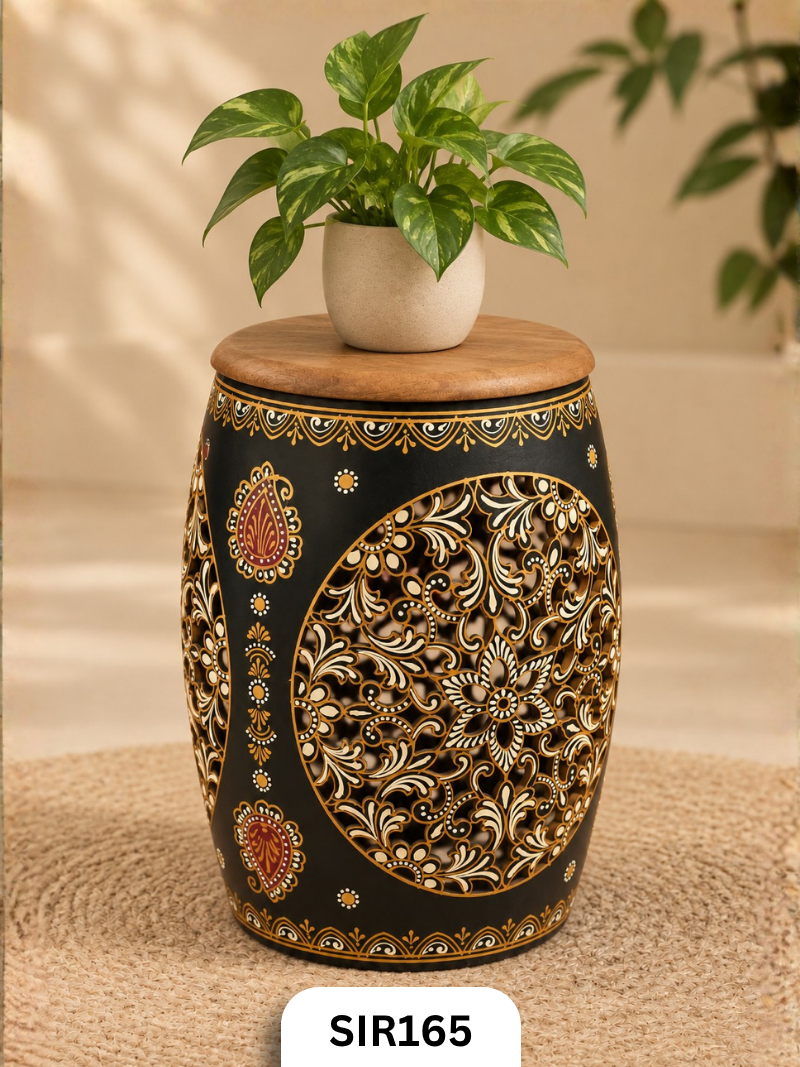 Jodhpur Royal Mandala Accent Stool & Side Table