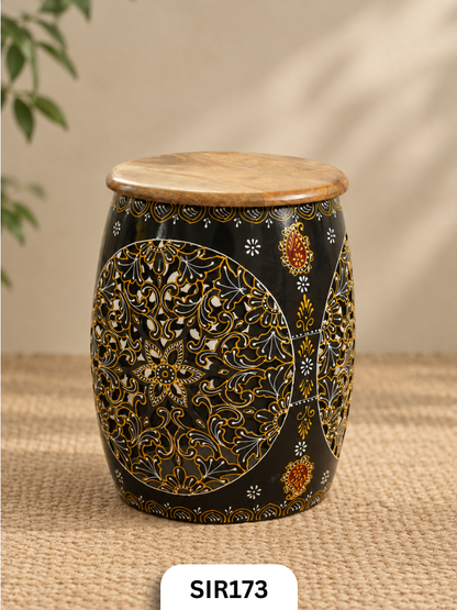 Jodhpur Midnight Gold Decorative Stool & Side Table