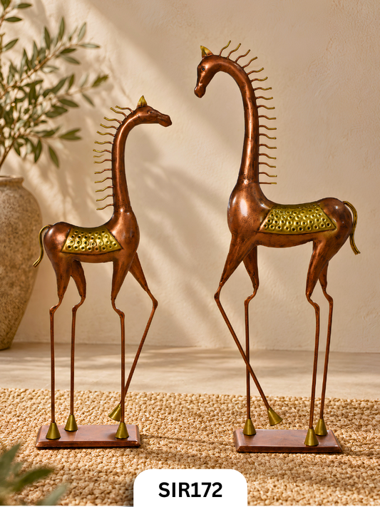 Majestic Horse Accent Pair | Brass & Copper Coated