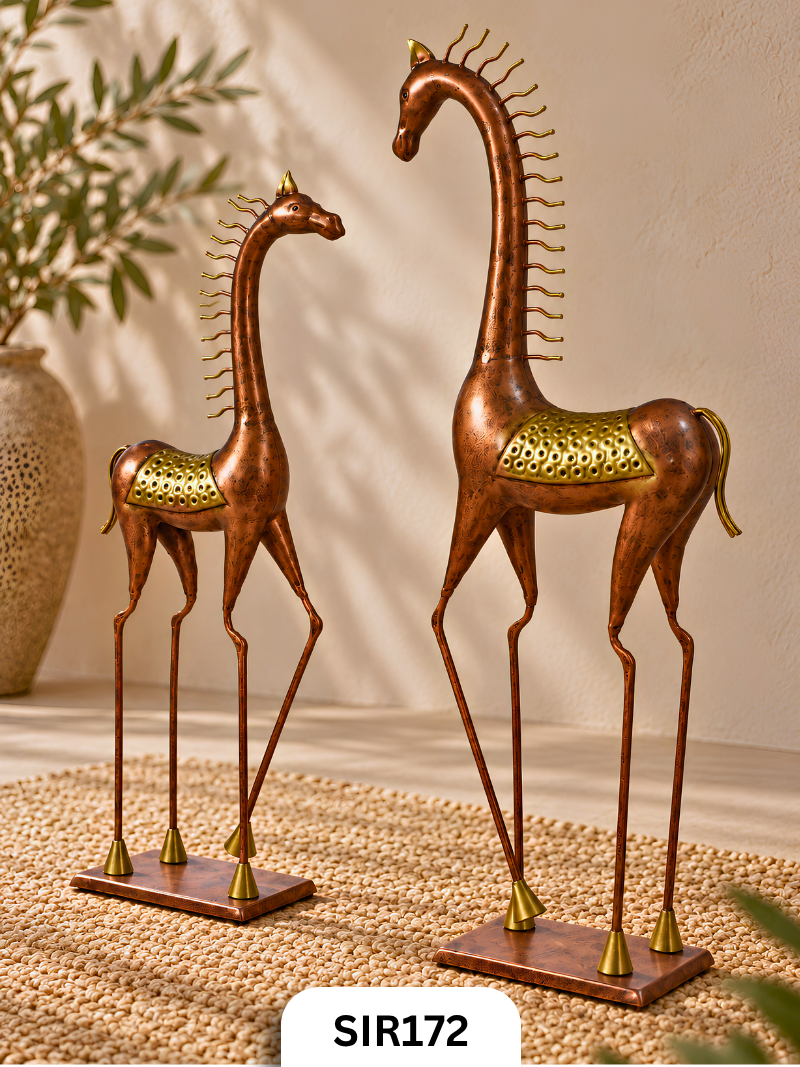 Majestic Horse Accent Pair | Brass & Copper Coated