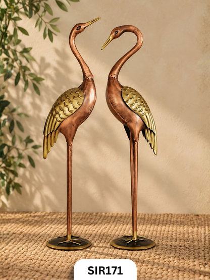 Bagula Golden Wing Decorative Bird Pair | Brass & Copper Coated