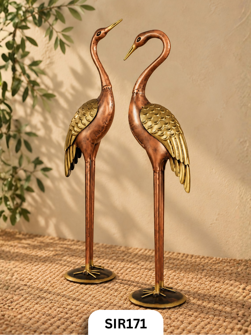 Bagula Golden Wing Decorative Bird Pair | Brass & Copper Coated