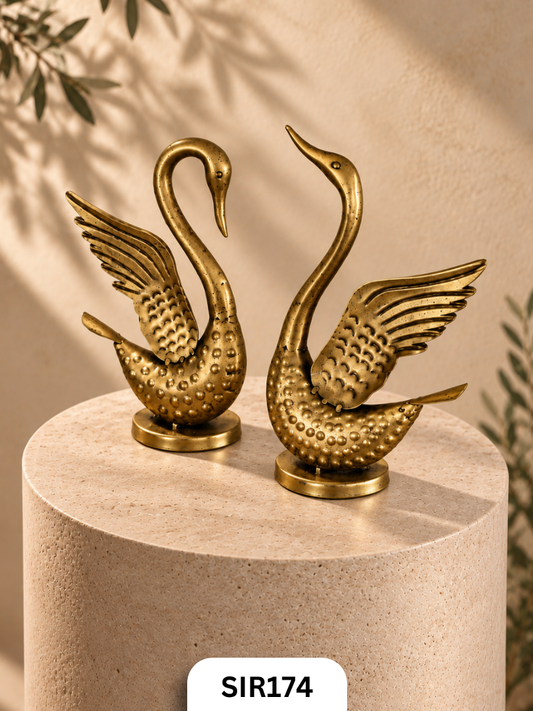 Flamingo Royale Decorative Bird Pair | Antique Brass Finish | Hight : 12 Inch