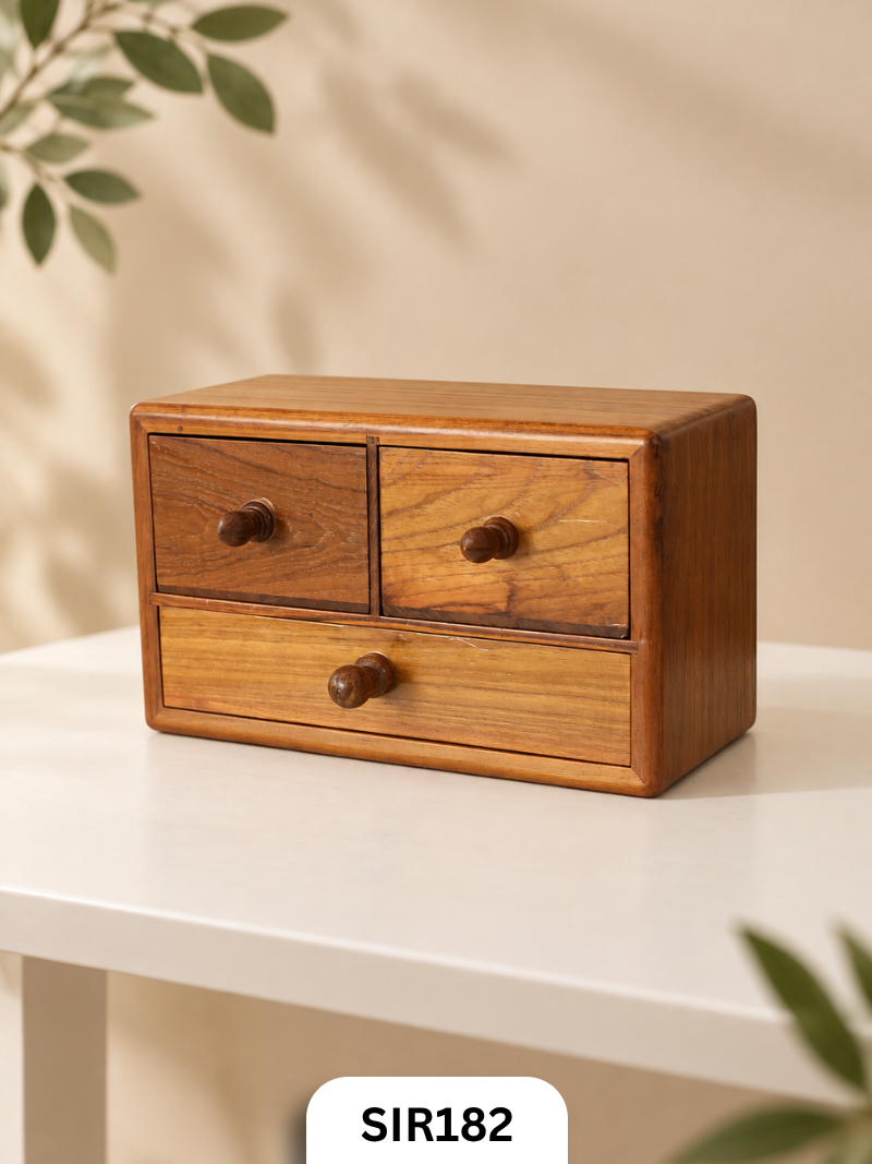 The Royal Heritage Teak Wooden Drawer Chest – 3 Drawers