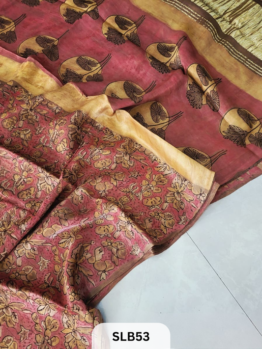 PURE MODAL AJRAKH HAND BLOCK WITH TISSUE SILK PALLU