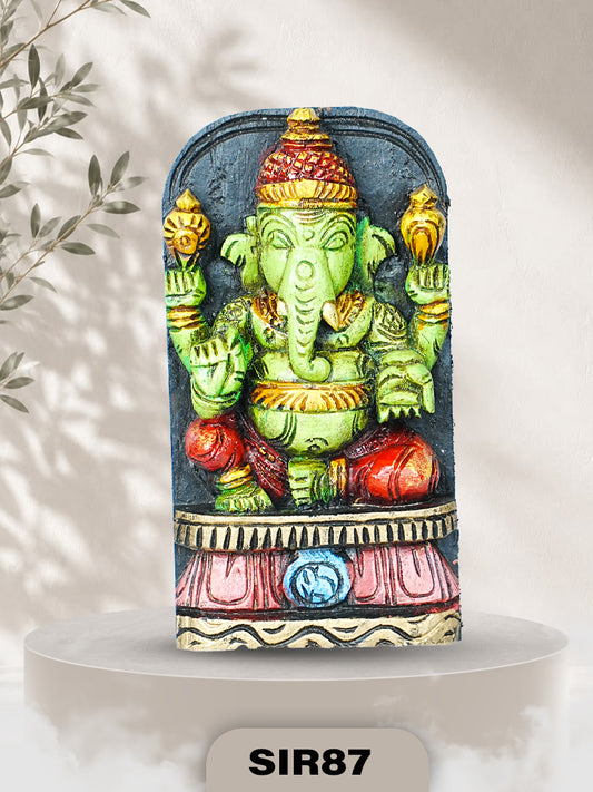 SHREE VINAYAKA HERITAGE PANEL – HANDCRAFTED WOODEN WALL DÉCOR| H:9 INCH W:4.5 INCH