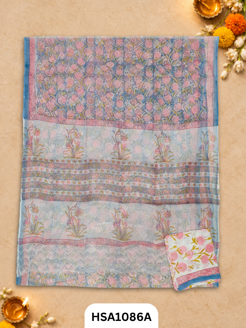 Hand Block Printed Traditional Designs & Multi Colour Combinations Kota Doria Sarees