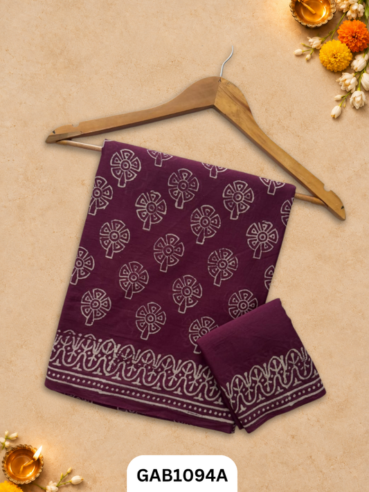 Bagru Handblock Print Mulmul Cotton Saree With Blouse