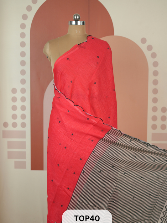 KOLLAM PRINT SEMI LINEN COTTON SAREE
