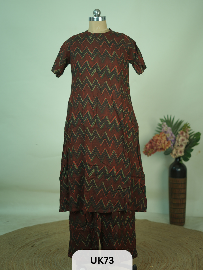 MUSLIN COTTON IKKAT PATTERN KURTI - READY TO DISPATCH