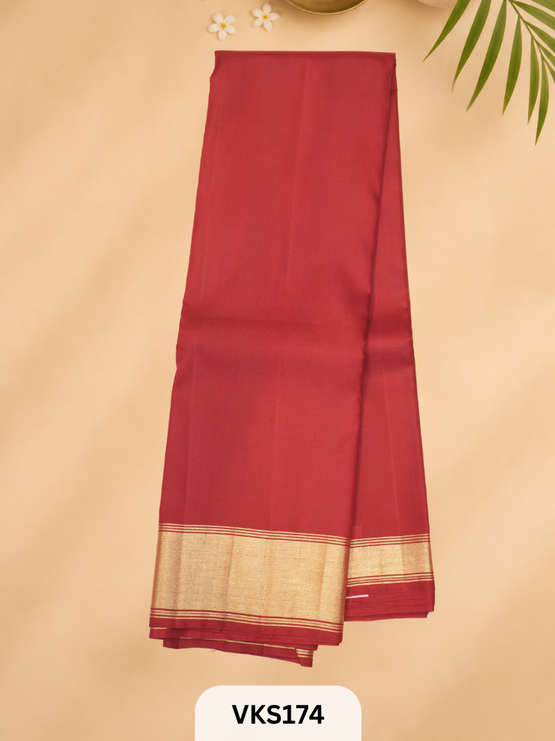 PURE KANCHIPURAM PLAIN SOFT SILK SAREE